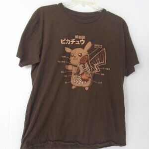 Pokemon Anatomy Tee Shirt Mens Size L Brown